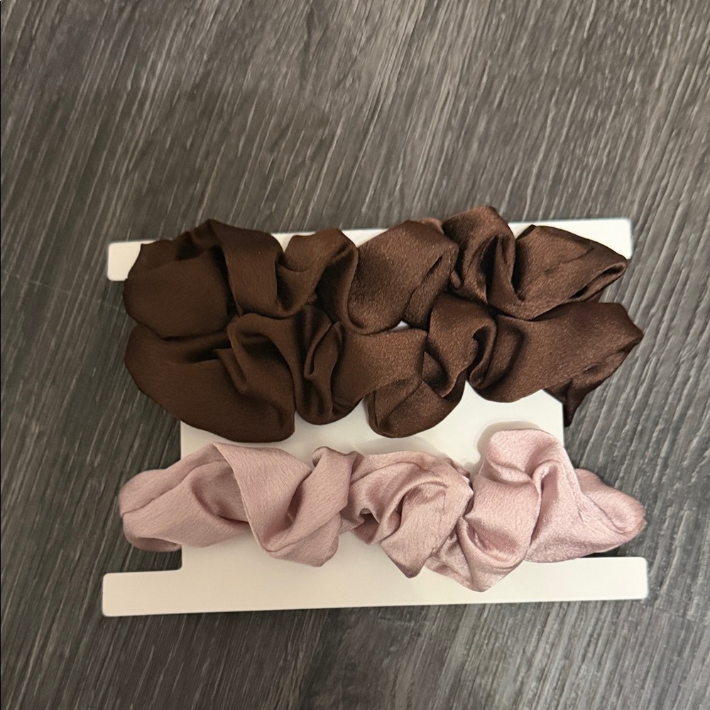 Brown and Pink Scrunchie Set